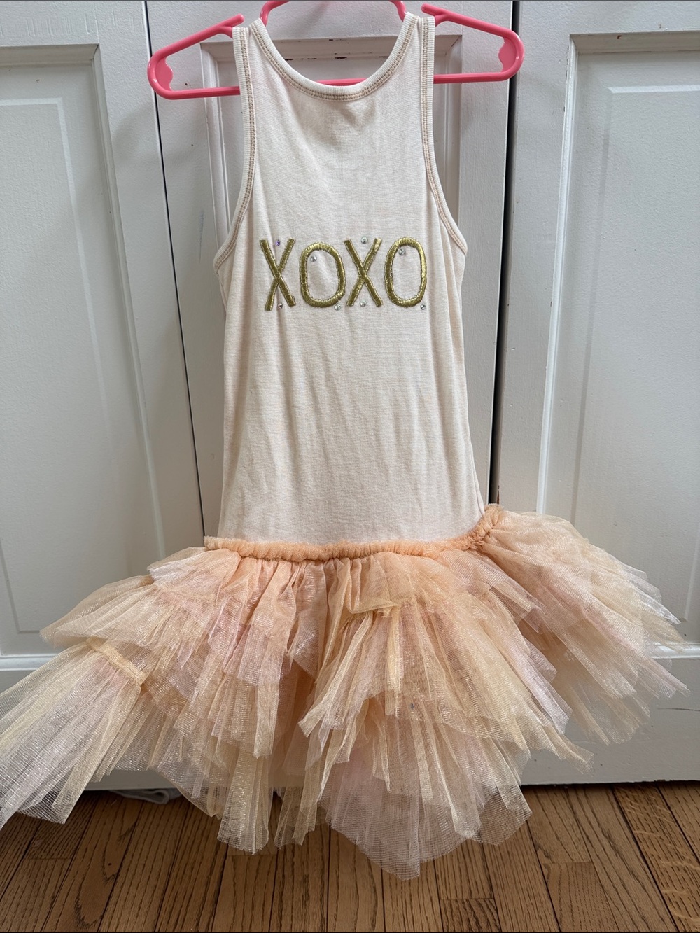 Ooh! La, La! Couture Cream Tank with Peach Topstitching